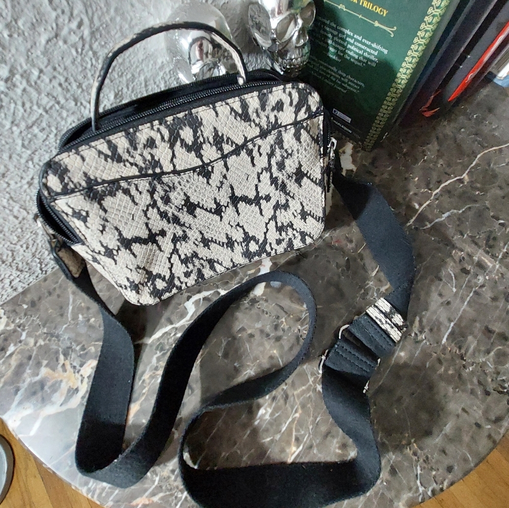 Mix No 6 Siena Snake Print Cross Body Box Bag Goth Emo Alternative Biker Edge